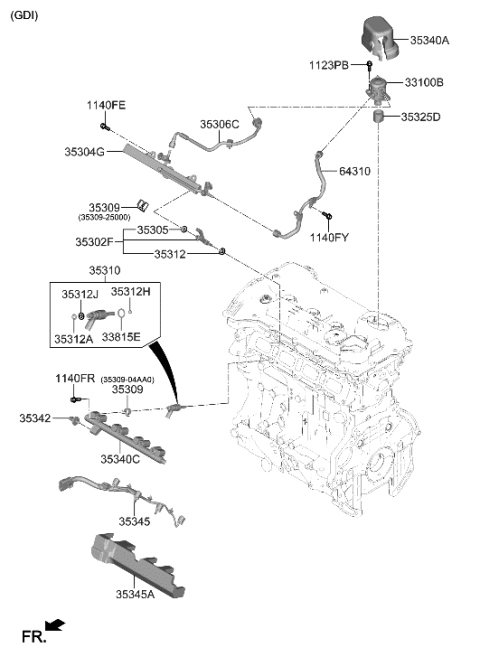 2022 Hyundai Santa Cruz Throttle Body & Injector Diagram 2