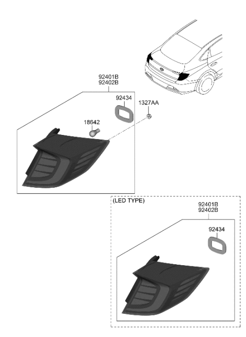 2023 Hyundai Sonata Lamp Assembly-Rear Comb Outside,RH Diagram for 92402-L5000