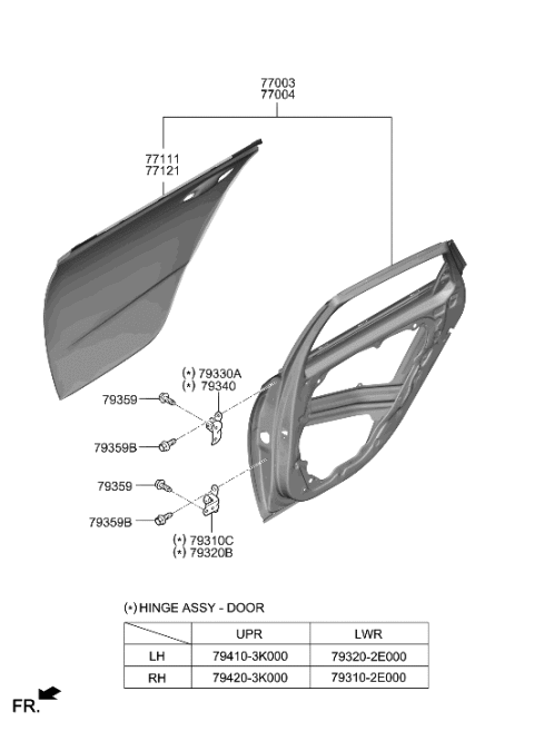 2023 Hyundai Sonata Rear Door Panel Diagram
