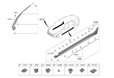 2023 Hyundai Sonata Body Side Moulding Diagram