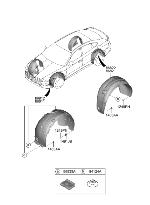 2023 Hyundai Sonata Wheel Gaurd Diagram