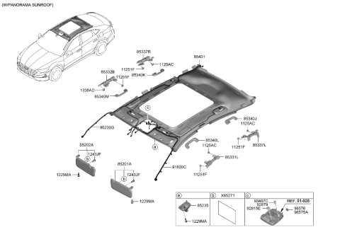 2023 Hyundai Sonata Sunvisor & Head Lining Diagram 2