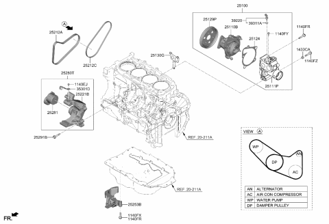 2023 Hyundai Sonata Pump Assembly-Coolant Diagram for 25100-2M800