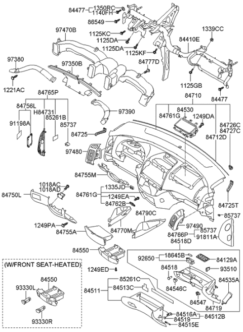 2009 Hyundai Elantra Cover-Crash Pad Center Lower LH Diagram for 84790-2H000-9Y