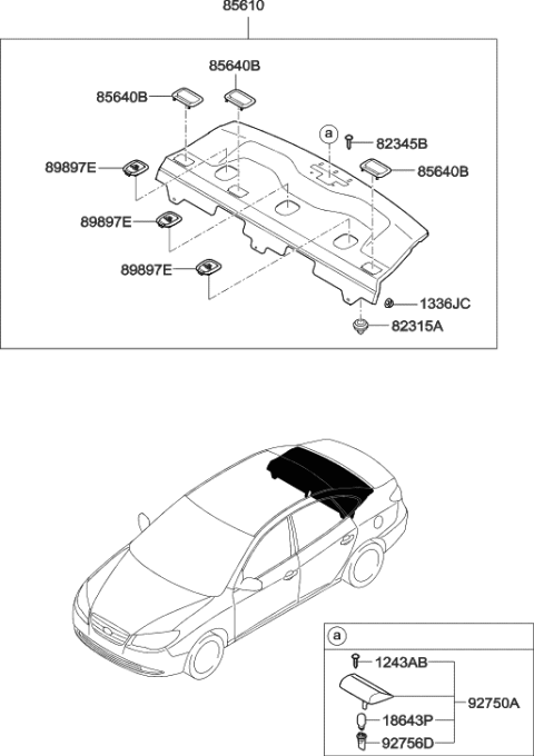 2007 Hyundai Elantra Guide Assembly-Rear Seat Belt Webb Diagram for 85640-2H000-4W