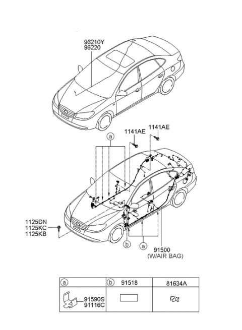 2008 Hyundai Elantra Wiring Assembly-Floor Diagram for 91505-2H512