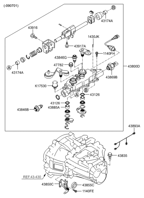 2007 Hyundai Elantra Gear Shift Control-Manual Diagram 2