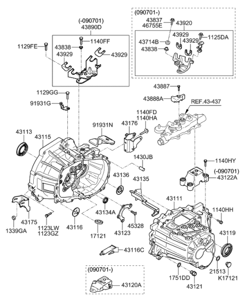 2009 Hyundai Elantra Case-Manual Transmission Diagram for 43111-23201
