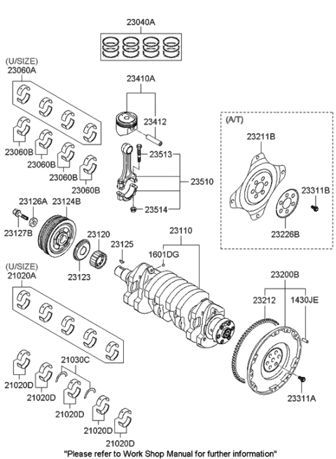 2006 Hyundai Elantra FLYWHEEL Assembly Diagram for 23200-23610