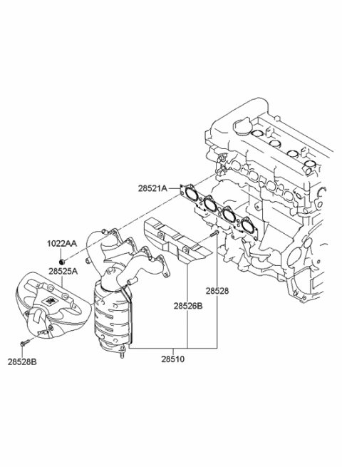 2008 Hyundai Elantra Exhaust Manifold Assembly Diagram for 28510-23520