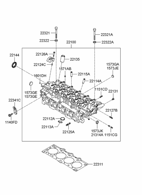 2010 Hyundai Elantra Cylinder Head Diagram