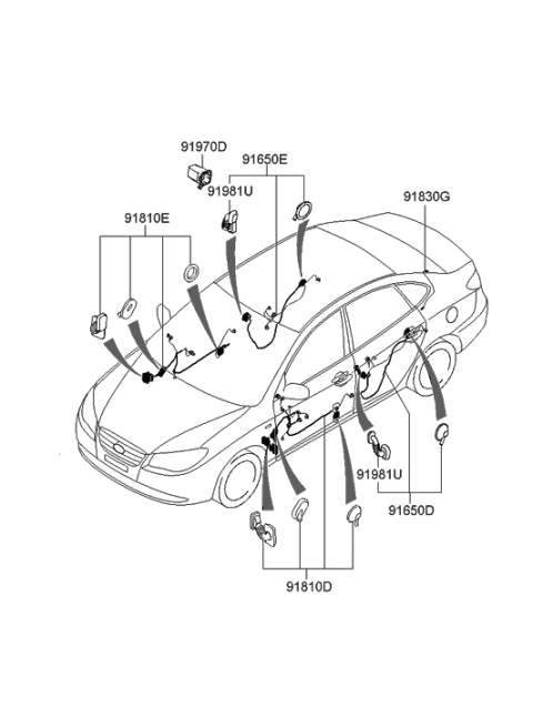 2006 Hyundai Elantra Wiring Assembly-FR Dr(Driver) Diagram for 91600-2H042