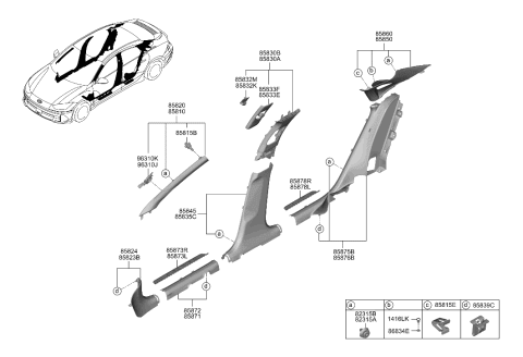 2023 Hyundai Ioniq 6 TRIM ASSY-RR DR SCUFF LH Diagram for 85875-KL000-NNB