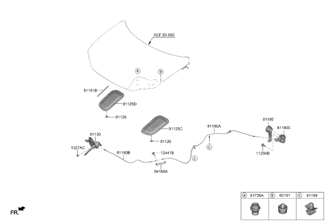 2023 Hyundai Ioniq 6 CABLE ASSY-HOOD LATCH RELEASE Diagram for 81190-KL100