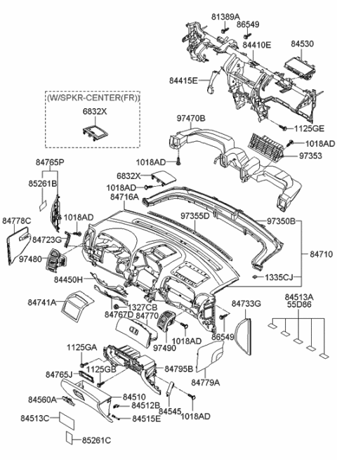 2007 Hyundai Entourage Air Damper Assembly-Glove Box Diagram for 84548-4D100
