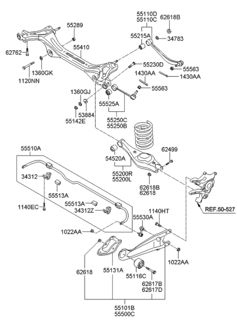 2008 Hyundai Entourage Arm Complete-Rear Lower,LH Diagram for 55210-4D170