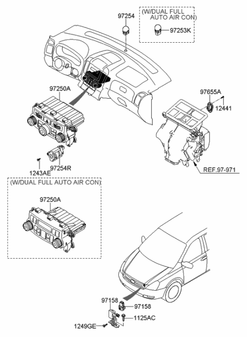 2007 Hyundai Entourage Heater Control Assembly Diagram for 97250-4D201-VA