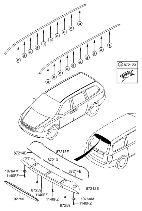 2007 Hyundai Entourage Roof Garnish & Rear Spoiler Diagram 1