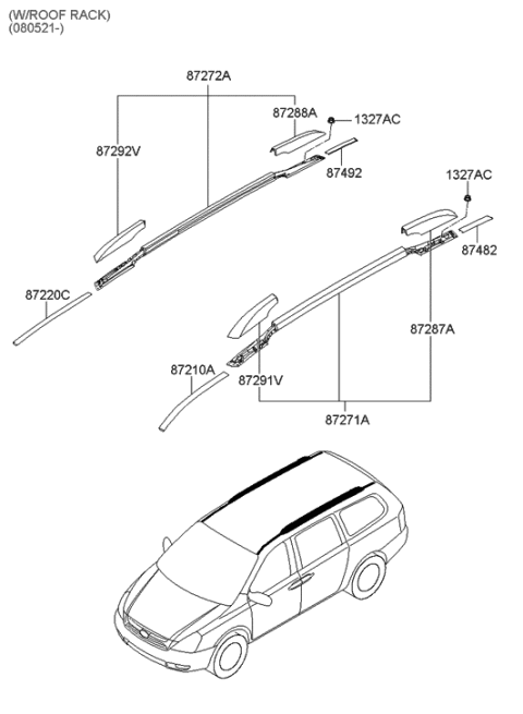2008 Hyundai Entourage Cover-Roof Rack Rear RH Diagram for 87298-4D500