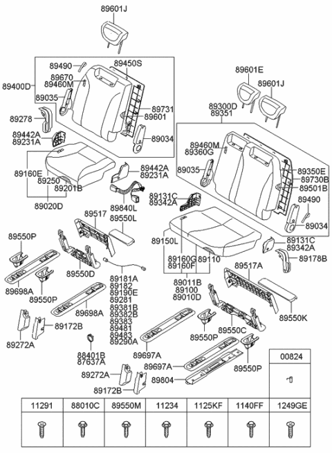 2007 Hyundai Entourage 3Rd Back Seat Cover Assembly, Left Diagram for 89360-4J131-KS6