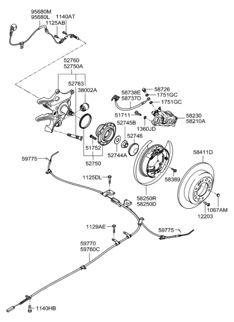 2006 Hyundai Entourage Nut-Wheel Bearing Diagram for 52745-4D000