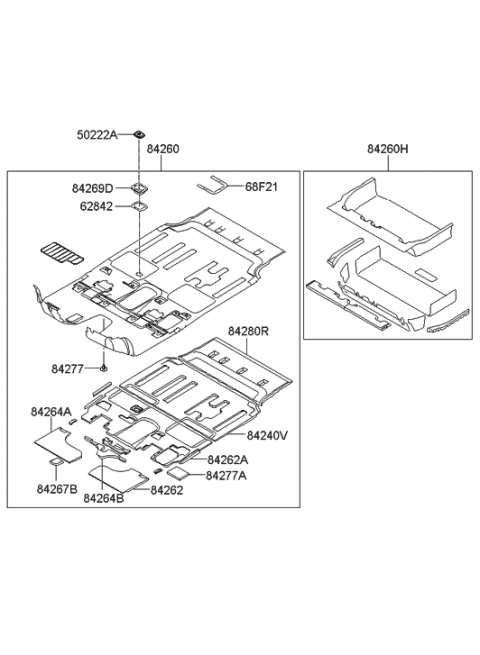 2008 Hyundai Entourage Carpet Assembly-Floor Diagram for 84260-4D160-ABA