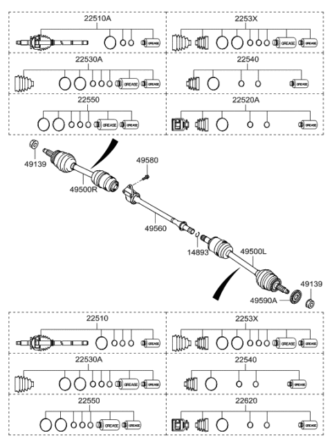2008 Hyundai Entourage Boot Set-Outer Joint Diagram for 49594-4D000