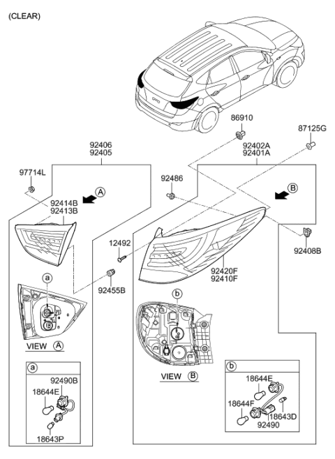 2014 Hyundai Tucson Lamp Assembly-Rear Combination Inside,RH Diagram for 92406-2S000