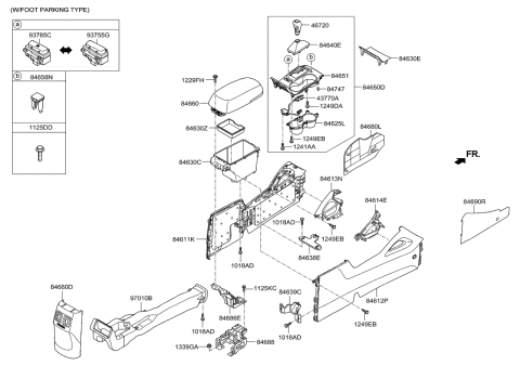 2014 Hyundai Tucson Cover Assembly-Console Rear Diagram for 84680-2SCA0-9P