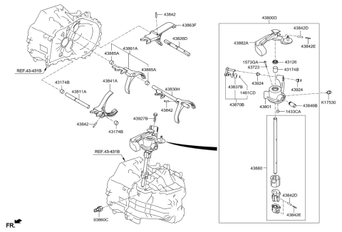 2014 Hyundai Tucson Pin-Guide Diagram for 43816-3D000