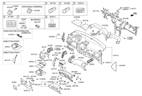 2014 Hyundai Tucson Panel Assembly-Cluster Facia Diagram for 84830-2S000-MBS