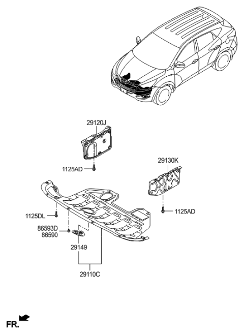 2014 Hyundai Tucson Panel Assembly-Under Cover Diagram for 29110-2S001