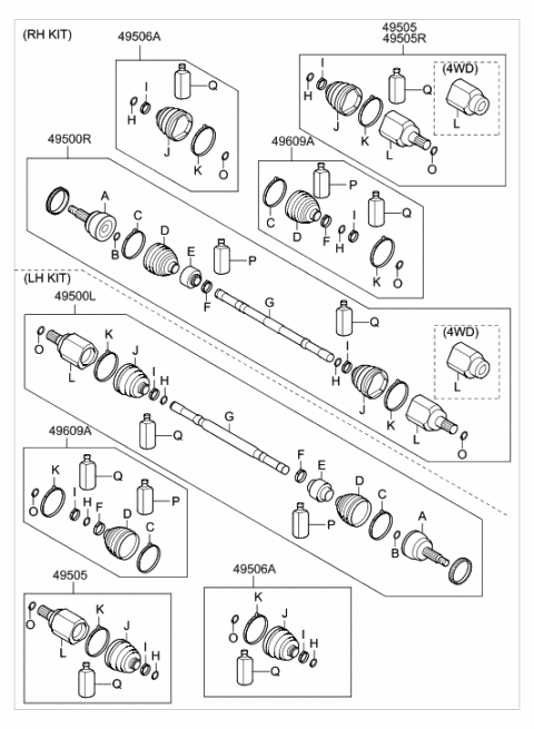 2014 Hyundai Tucson Boot Kit-Front Axle Wheel Side Diagram for 49594-2S210