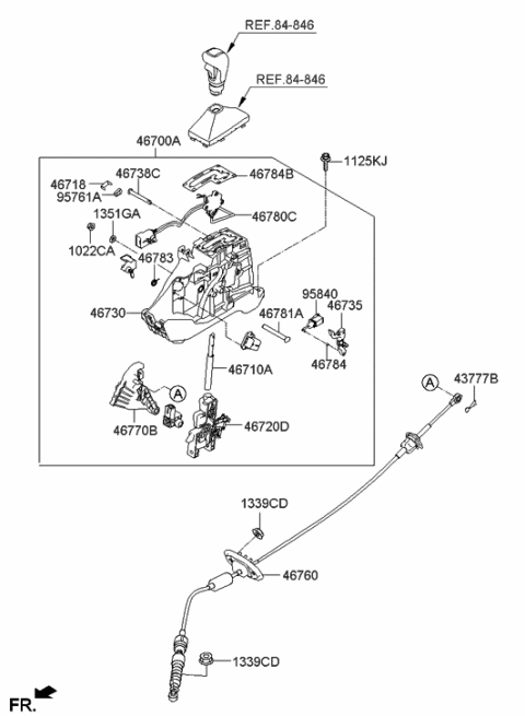 2014 Hyundai Tucson Automatic Transmission Cable Assembly Diagram for 46790-2S005