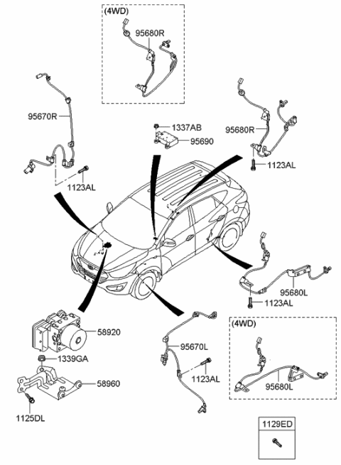 2014 Hyundai Tucson Bracket-Hydraulic Module Diagram for 58960-2S820