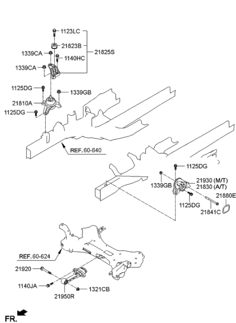 2014 Hyundai Tucson Transaxle Mounting Bracket Assembly Diagram for 21830-2S501