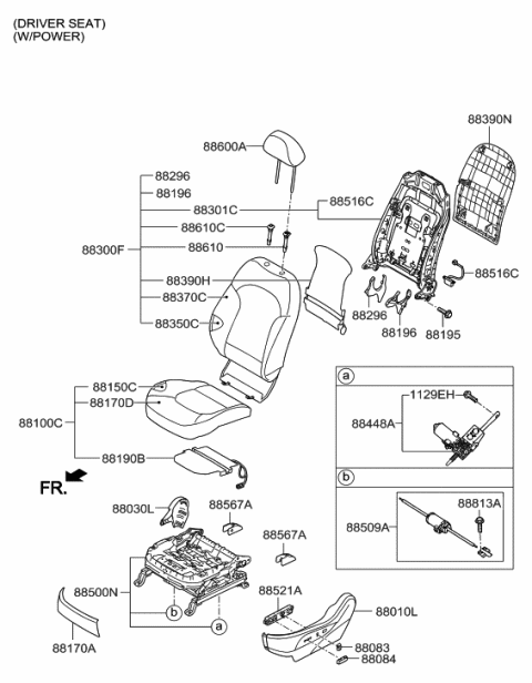 2014 Hyundai Tucson Front Driver Side Seat Cushion Covering Diagram for 88160-2S005-T5M