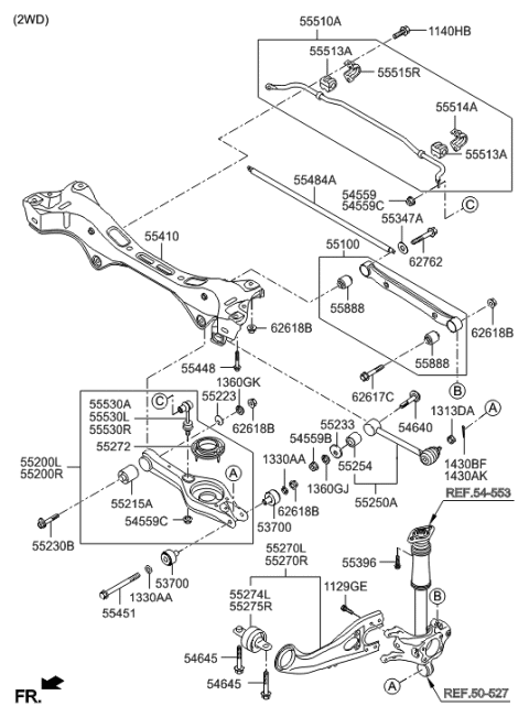 2014 Hyundai Tucson Crossmember-Rear Diagram for 55410-2S010