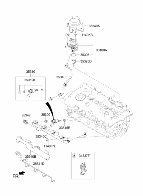 2014 Hyundai Tucson Throttle Body & Injector Diagram 1