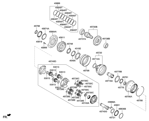 2014 Hyundai Tucson Gear Kit-Automatic Transaxle Transfer Driven Diagram for 45720-3B610