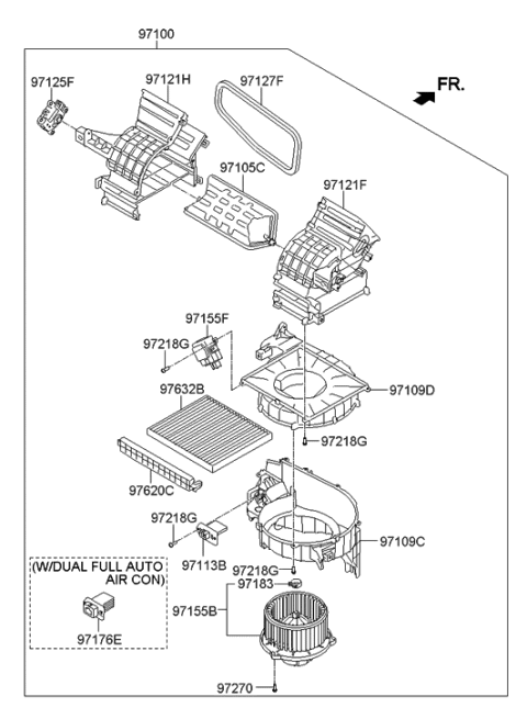 2014 Hyundai Tucson Motor Assembly-Blower Diagram for 97111-1R000