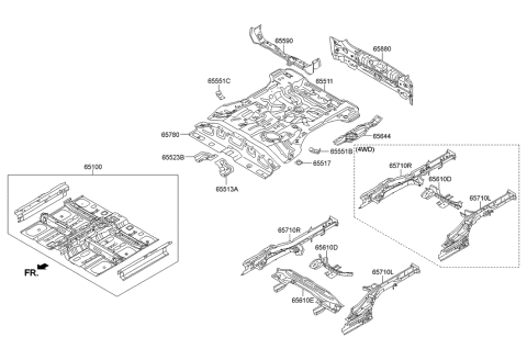 2014 Hyundai Tucson Member Assembly-Rear Floor Center Cross Comp Diagram for 65851-2S700