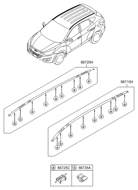 2014 Hyundai Tucson Roof Garnish & Rear Spoiler Diagram 1