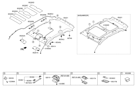 2014 Hyundai Tucson Sun Visor Assembly, Right Diagram for 85220-2S080-OM