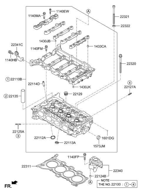 2014 Hyundai Tucson Head Assembly-Cylinder Diagram for 22100-2E250