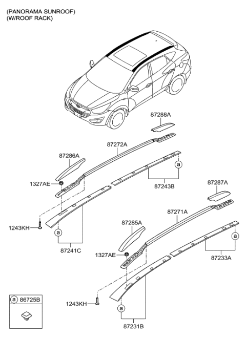 2014 Hyundai Tucson Rack Assembly-Roof,RH Diagram for 87280-2S001