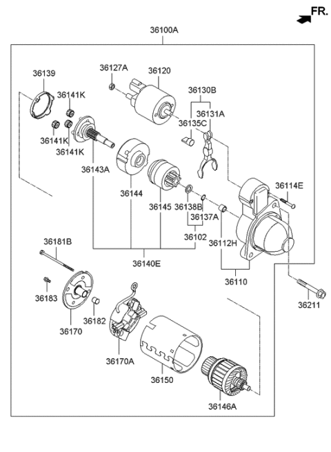 2014 Hyundai Tucson Bracket Assembly-Starter,Front Diagram for 36110-2E120