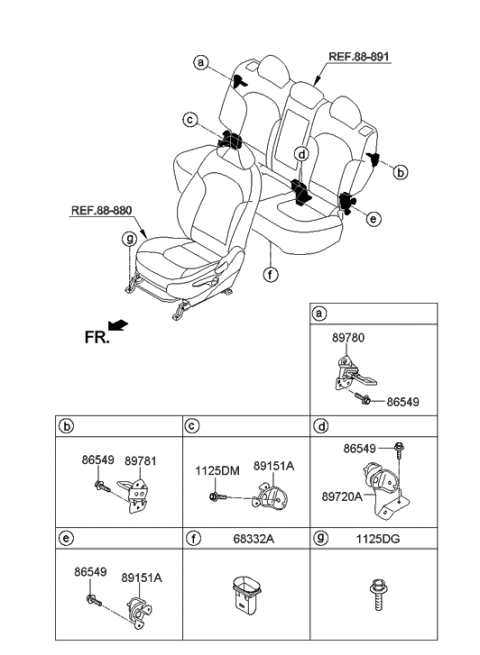 2014 Hyundai Tucson Striker Assembly-Rear Seat Back,LH Diagram for 89779-2S500