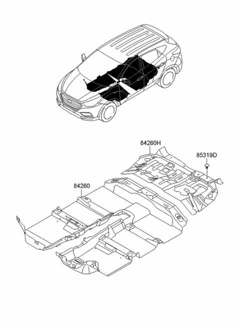 2014 Hyundai Tucson Carpet Assembly-Floor Diagram for 84260-2S320-9P