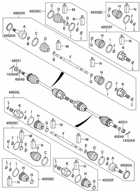 2014 Hyundai Tucson Boot Kit-Rear Axle Wheel Side Diagram for 49694-2S010